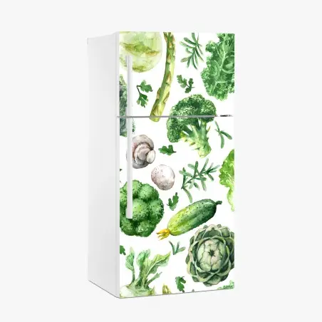 Kühlschrankaufkleber aquarellmuster grünes gemüse – Pixers®