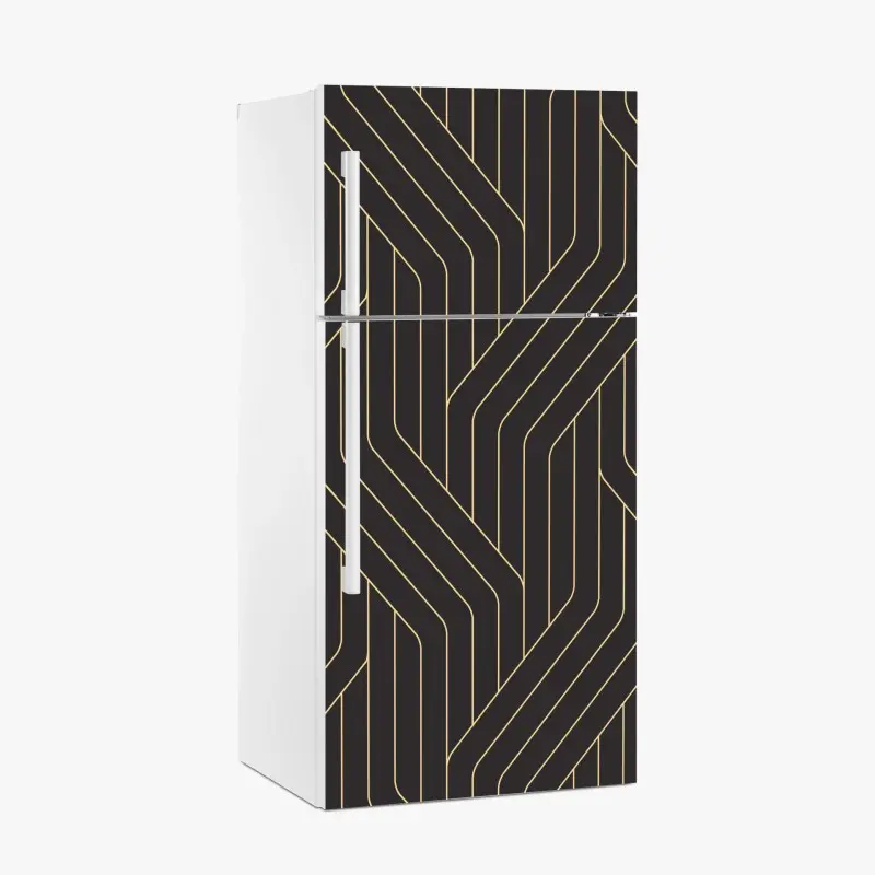 Kühlschrankaufkleber geometrisches art deco muster in schwarz und gold
