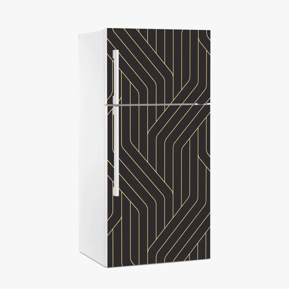 Kühlschrankaufkleber geometrisches art deco muster in schwarz und gold – Pixers®