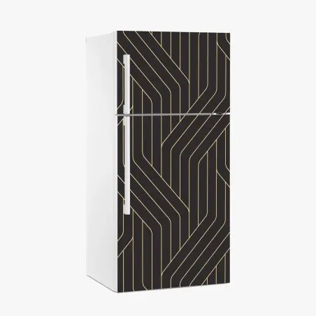 Kühlschrankaufkleber geometrisches art deco muster in schwarz und gold – Pixers®