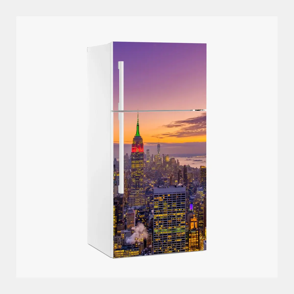 Kühlschrankaufkleber lebendige New York skyline bei sonnenuntergang – Pixers®