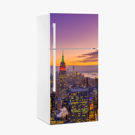 Kühlschrankaufkleber lebendige New York skyline bei sonnenuntergang – Pixers®
