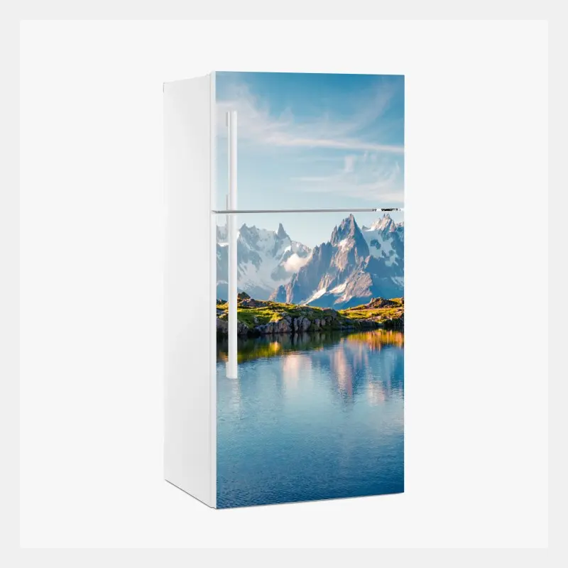 Kühlschrankaufkleber panorama von Lac Blanc und Mont Blanc
