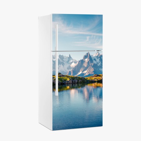 Kühlschrankaufkleber panorama von Lac Blanc und Mont Blanc – Pixers®