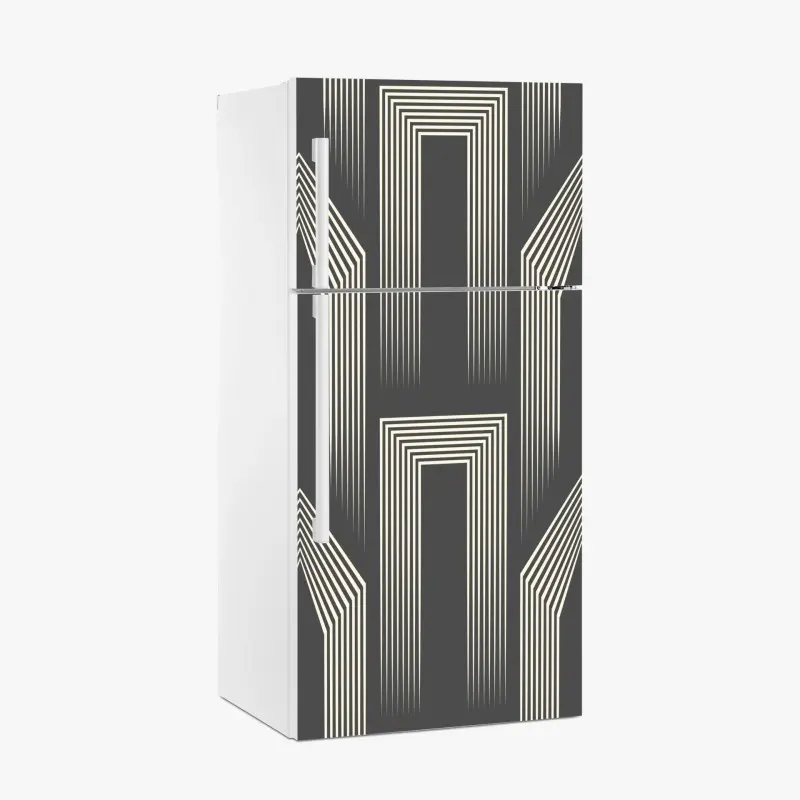Kühlschrankaufkleber geometrisches art-deco-muster in grau und beige