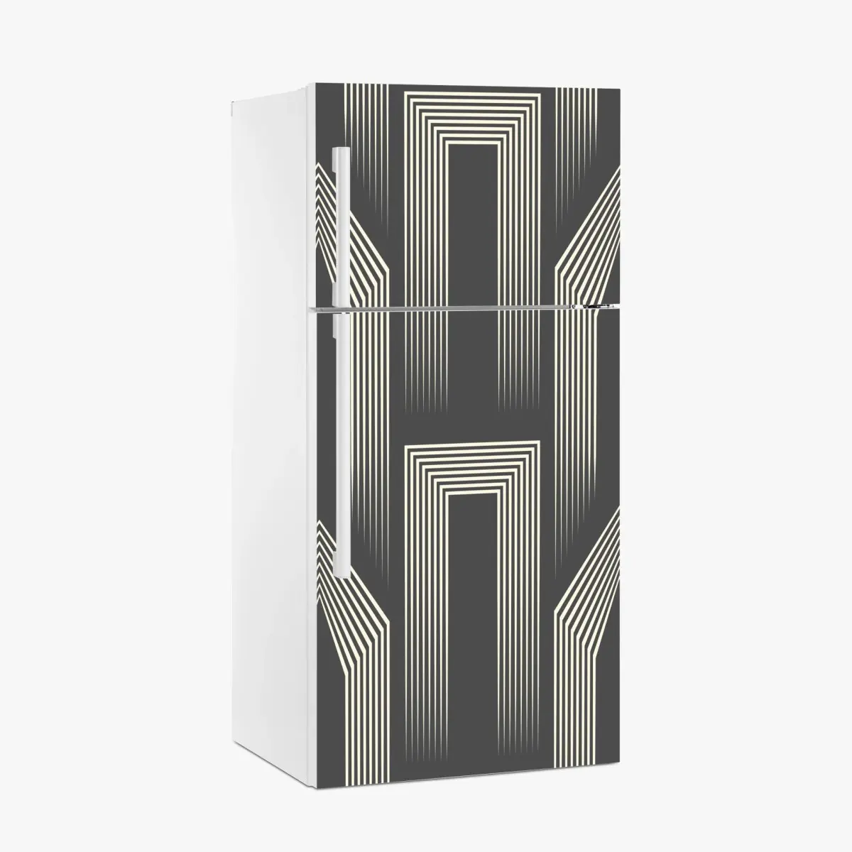 Kühlschrankaufkleber geometrisches art-deco-muster in grau und beige – Pixers®