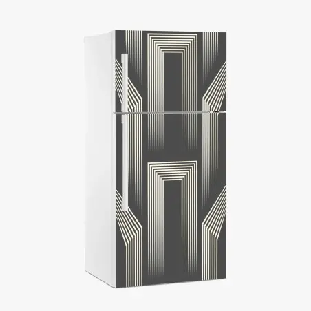 Kühlschrankaufkleber geometrisches art-deco-muster in grau und beige – Pixers®
