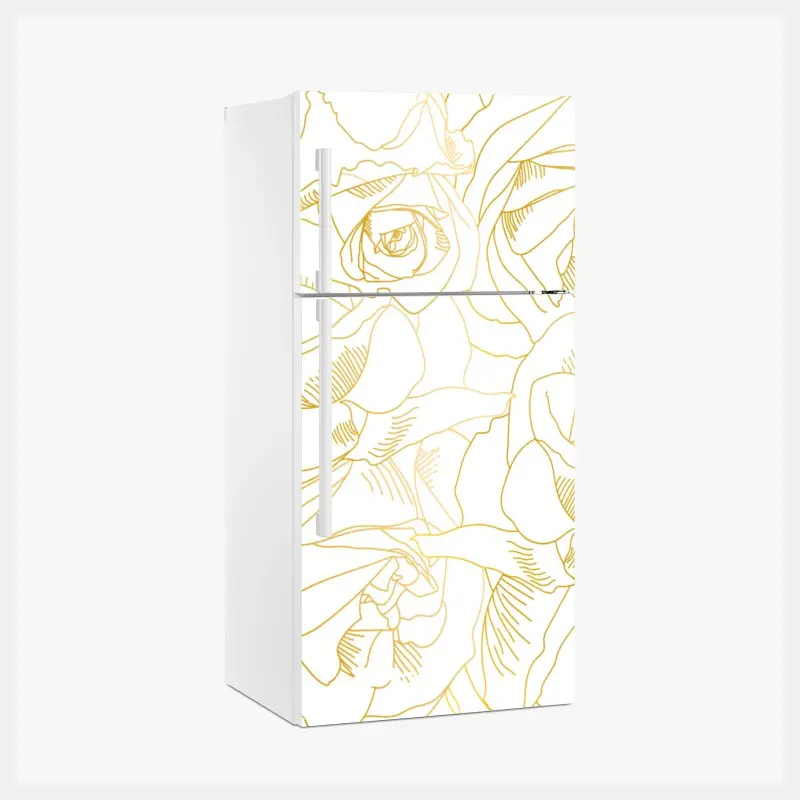 Kühlschrankaufkleber goldene rosen linienzeichnung