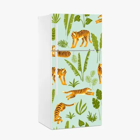 Kühlschrankaufkleber verspieltes tiger dschungel muster – Pixers®