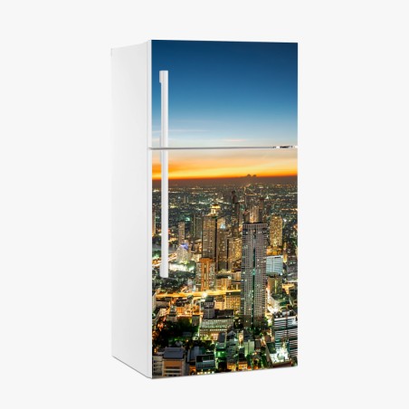 Kühlschrankaufkleber panorama von Bangkok bei dämmerung – Pixers®