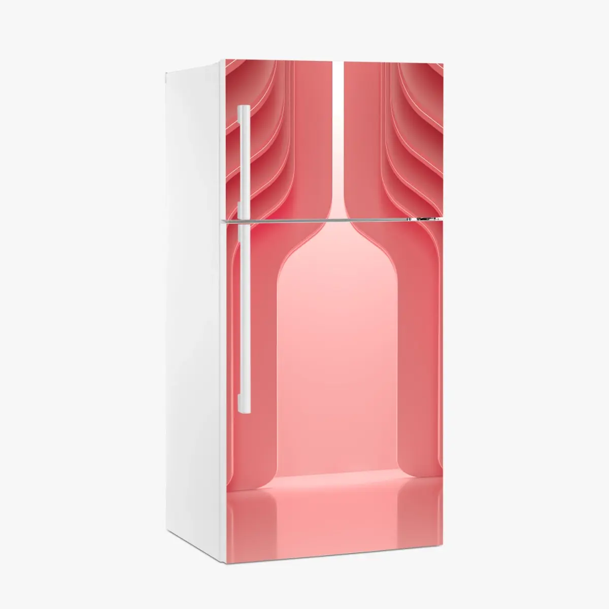 Kühlschrankaufkleber zeitgenössisches korallenrosa architekturmotiv – Pixers®
