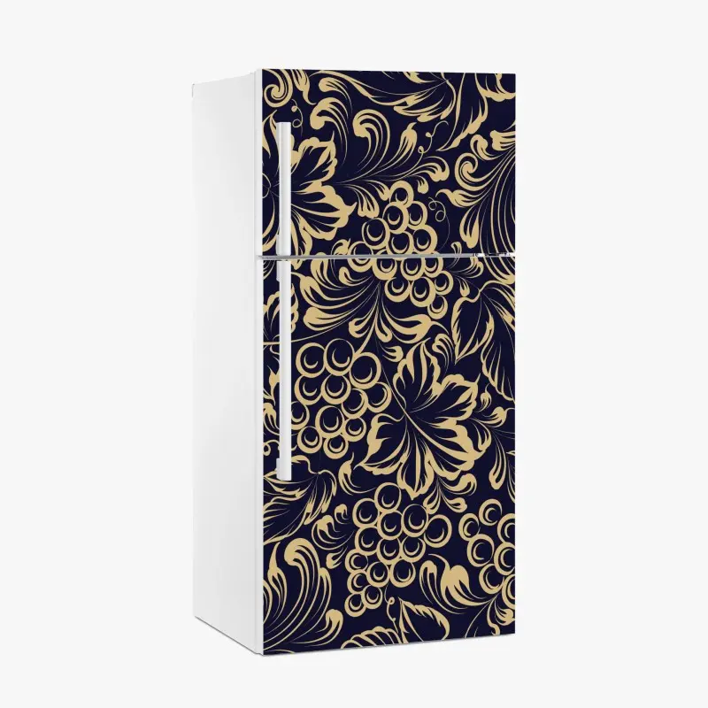 Kühlschrankaufkleber elegantes barockes weintraubenmuster in gold