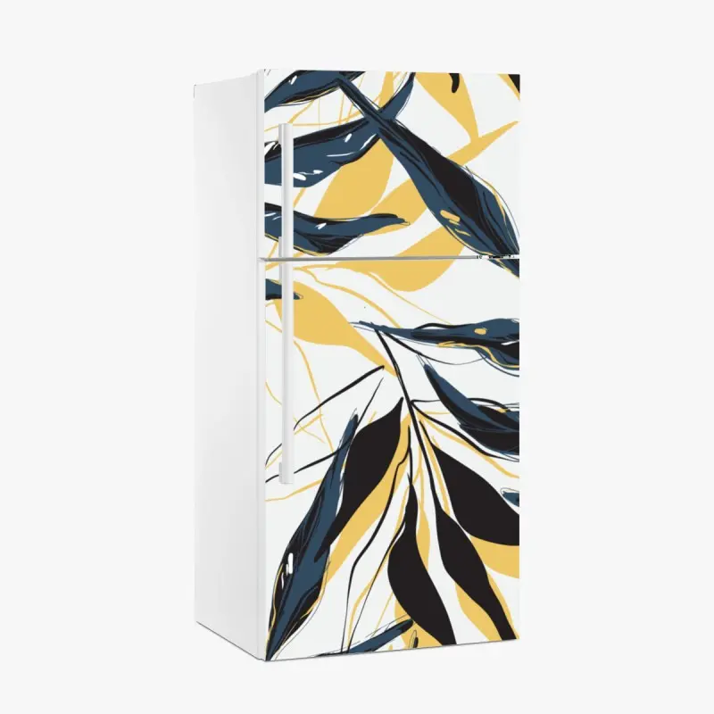 Kühlschrankaufkleber marineblaue und goldene botanische blattkomposition