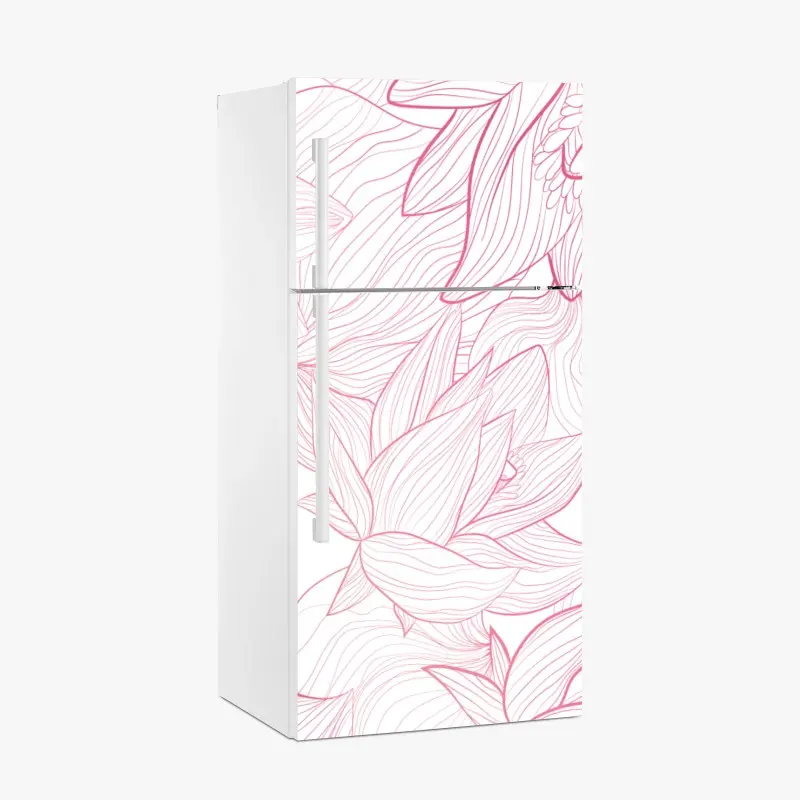 Kühlschrankaufkleber zartes rosa blumenlinienmuster