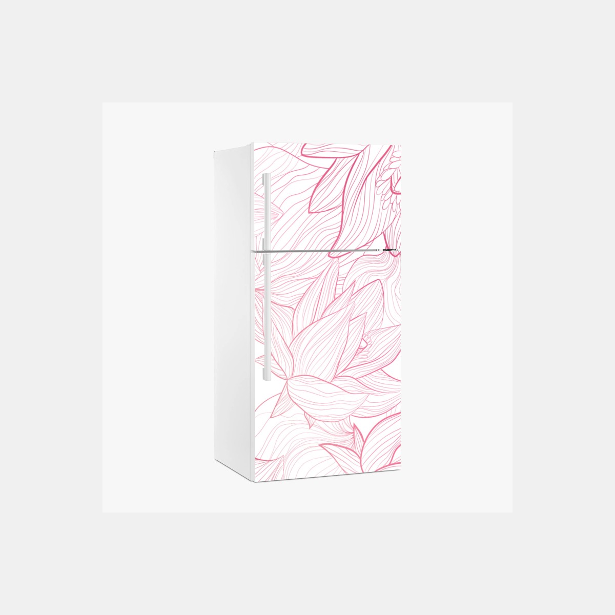 Kühlschrankaufkleber zartes rosa blumenlinienmuster – Pixers®
