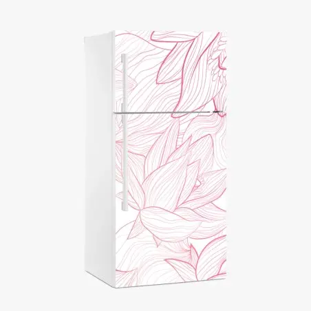 Kühlschrankaufkleber zartes rosa blumenlinienmuster – Pixers®