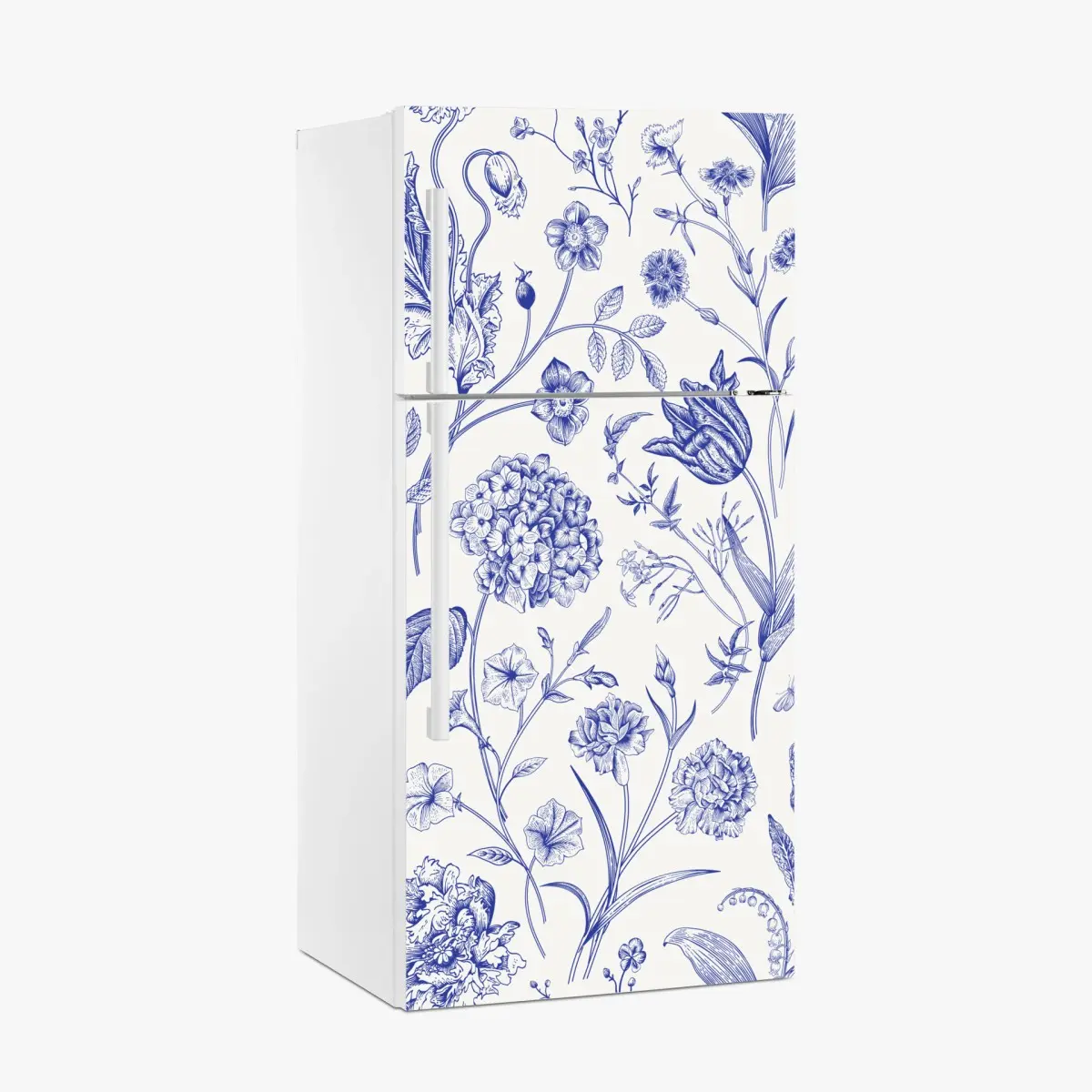 Kühlschrankaufkleber klassisches blaues toile blumenmuster – Pixers®