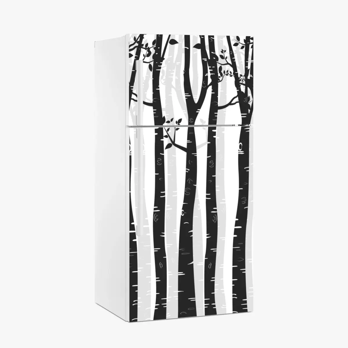 Kühlschrankaufkleber monochromatischer birkenwald – Pixers®
