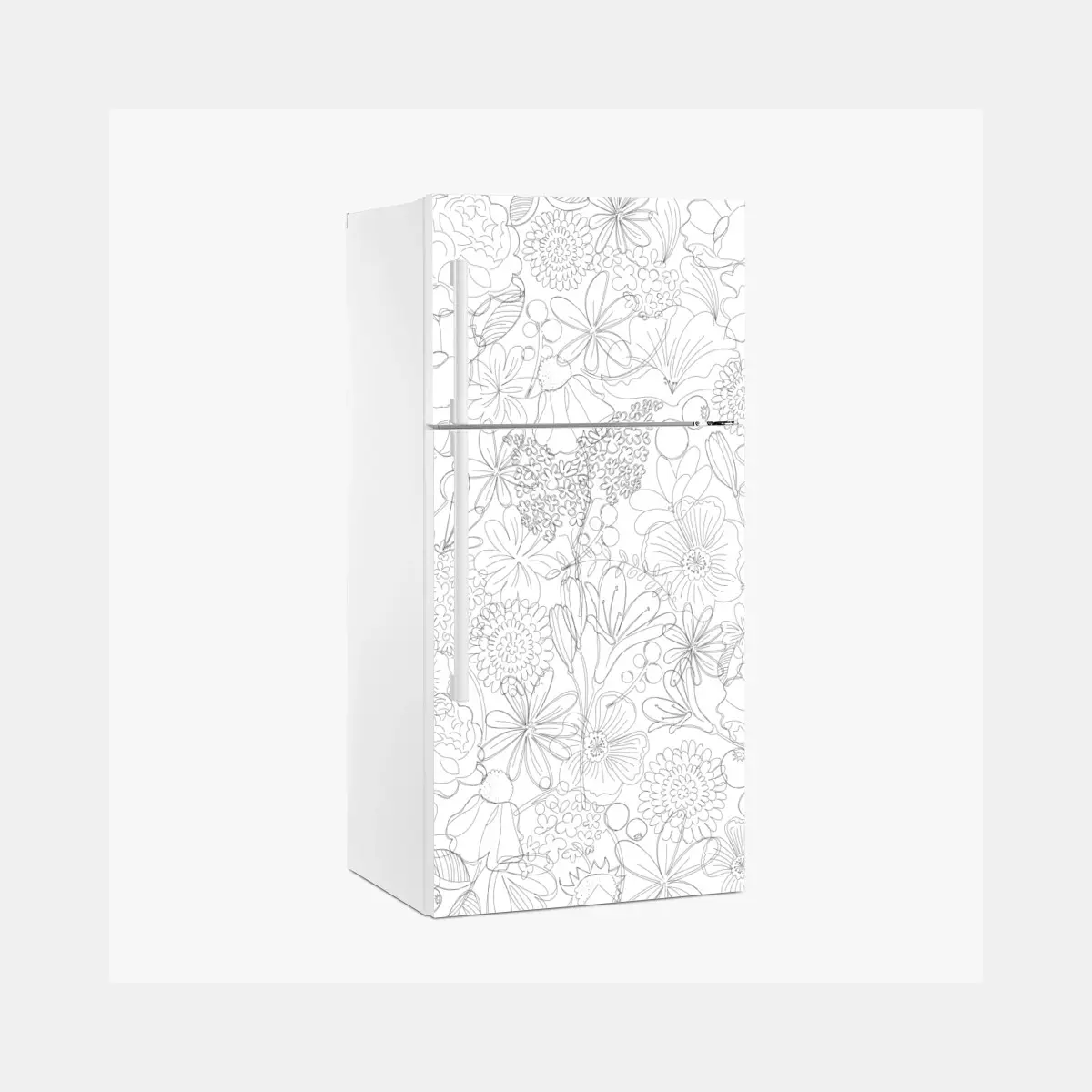Kühlschrankaufkleber zartes handgezeichnetes blumenlinienmuster – Pixers®
