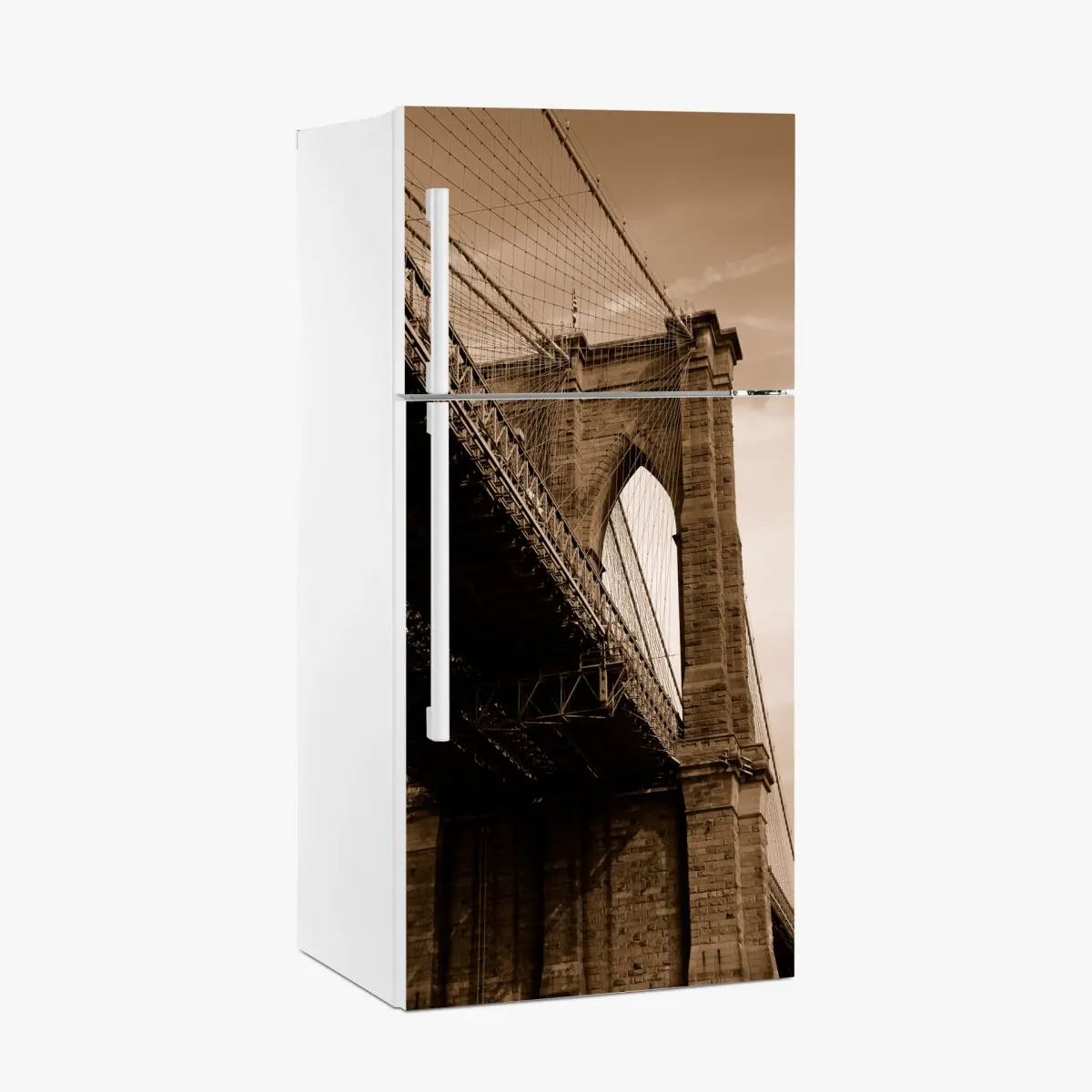 Kühlschrankaufkleber sepia ansicht der Brooklyn Bridge – Pixers®