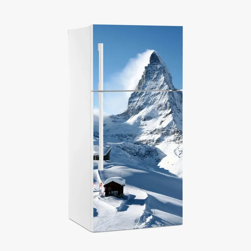 Kühlschrankaufkleber majestätischer alpiner gipfel im winter