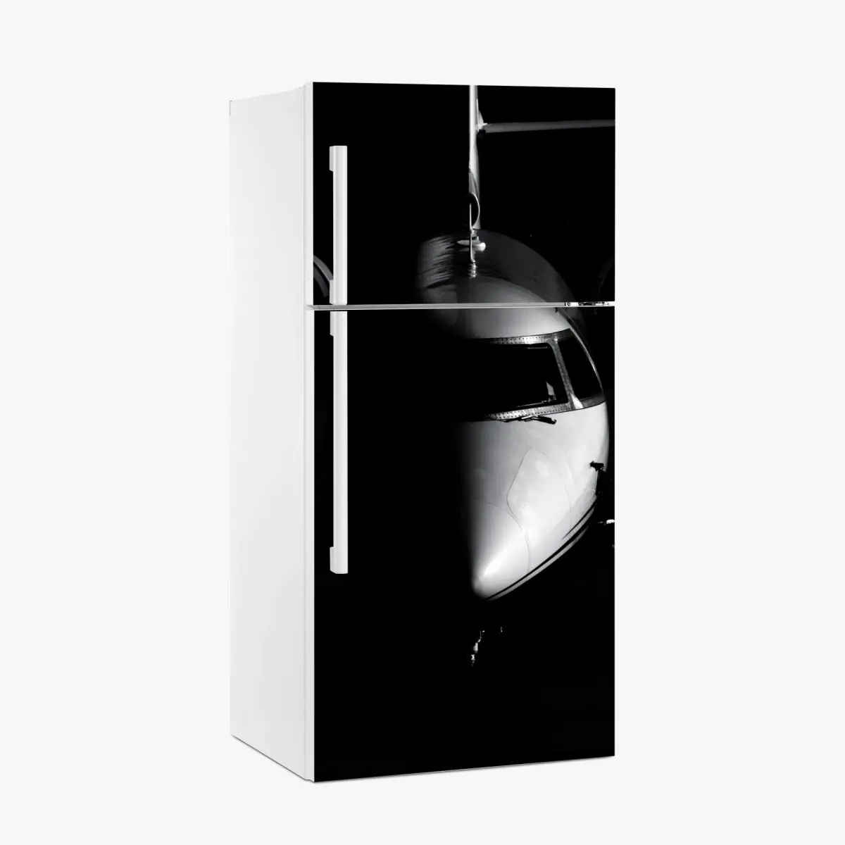 Kühlschrankaufkleber monochromes porträt der flugzeugnase – Pixers®