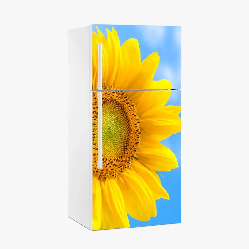 Kühlschrankaufkleber leuchtende sonnenblume vor blauem himmel