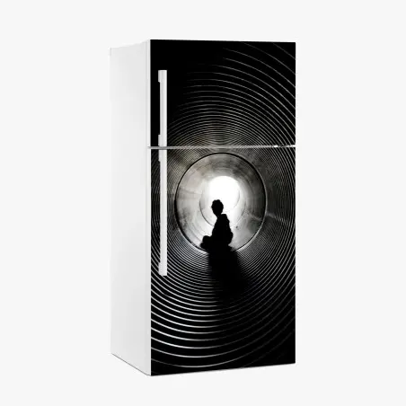 Kühlschrankaufkleber silhouette in einem spiraltunnel – Pixers®