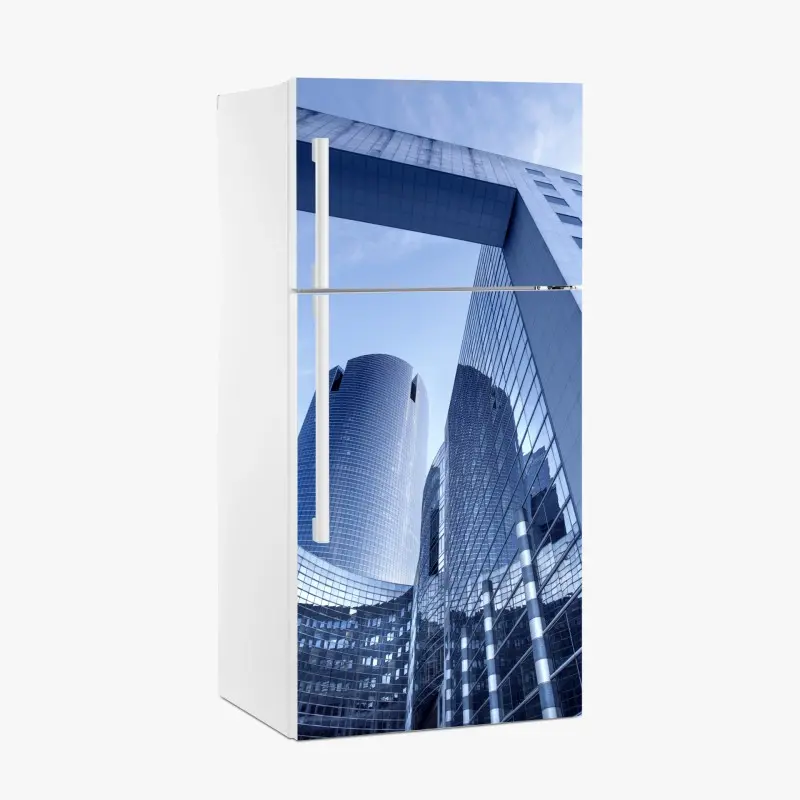 Kühlschrankaufkleber moderne blaue stadtsilhouette