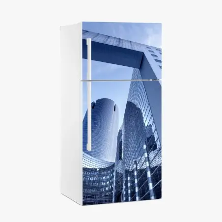 Kühlschrankaufkleber moderne blaue stadtsilhouette – Pixers®