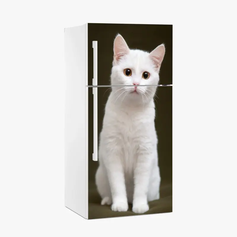 Kühlschrankaufkleber niedliches porträt einer weißen katze