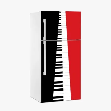 Kühlschrankaufkleber schwarz-rotes klavier-tastatur motiv – Pixers®