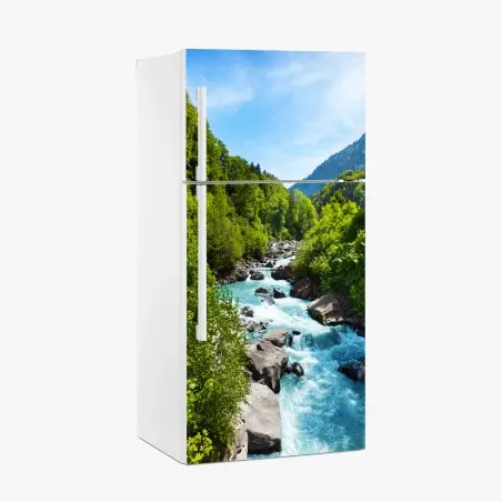 Kühlschrankaufkleber gletscherfluss im grünen tal – Pixers®