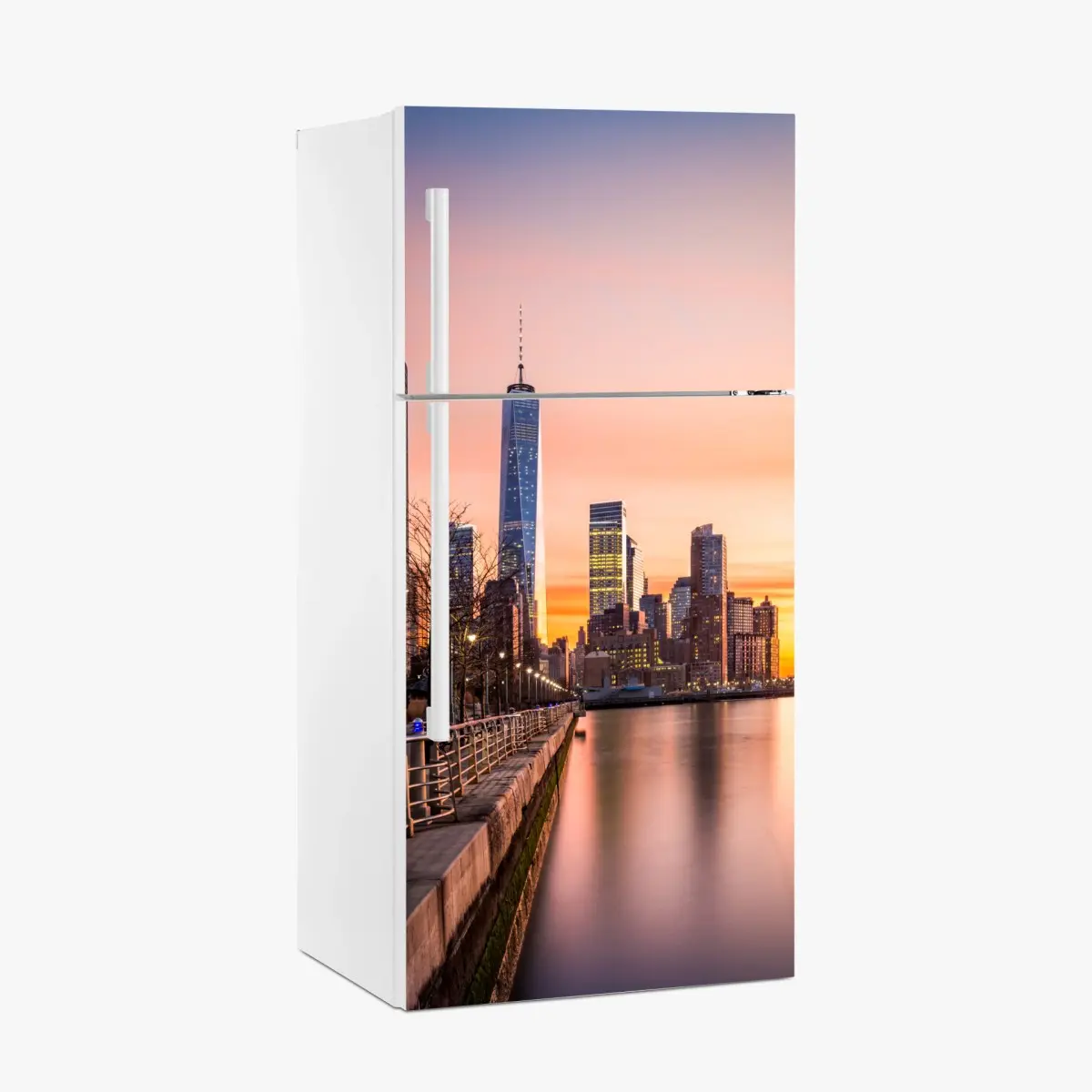 Kühlschrankaufkleber Lower Manhattan bei sonnenuntergang – Pixers®
