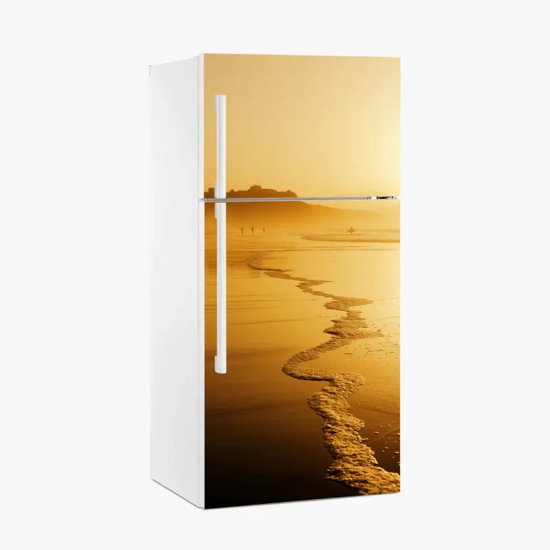 Kühlschrankaufkleber goldener sonnenuntergang am strand von Sopelana