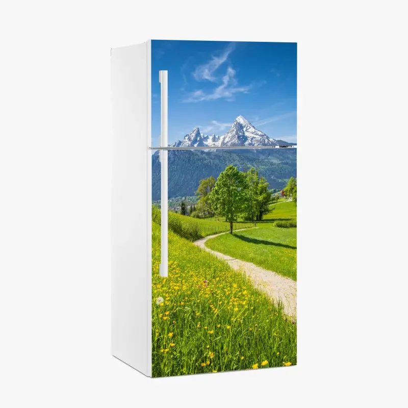Kühlschrankaufkleber alpenwiese und bergpfad