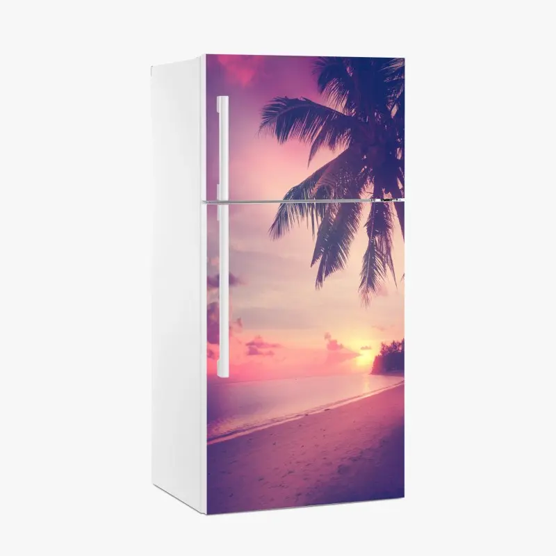 Kühlschrankaufkleber tropischer sonnenuntergang am strand
