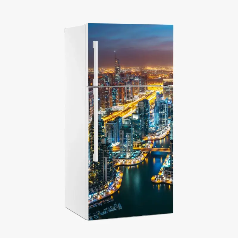 Kühlschrankaufkleber nächtliche skyline Dubai Marina