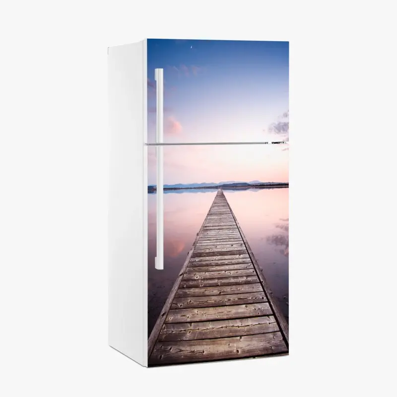 Kühlschrankaufkleber holzsteg zum horizont bei sonnenuntergang