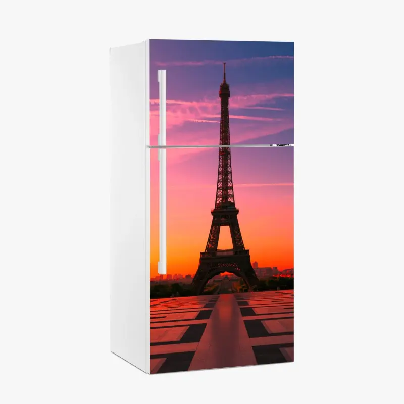 Kühlschrankaufkleber sonnenaufgang über dem Eiffelturm