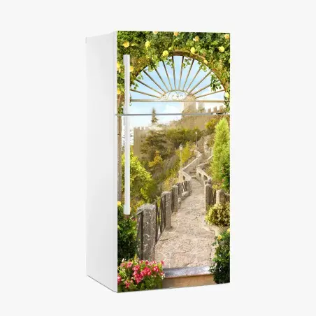 Kühlschrankaufkleber sonniger gartenweg zum schloss – Pixers®