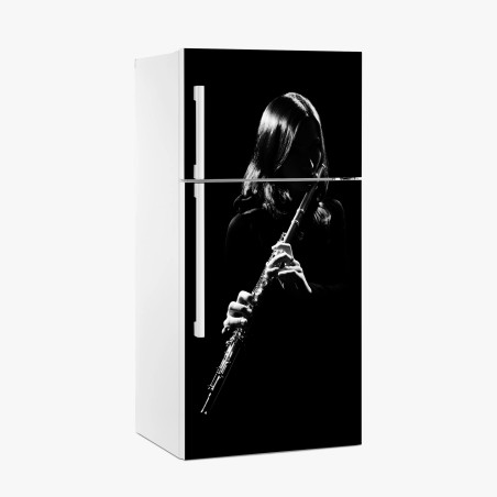 Kühlschrankaufkleber elegante flötensilhouette – Pixers®