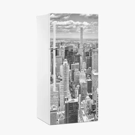 Kühlschrankaufkleber panorama von New York in schwarzweiß – Pixers®