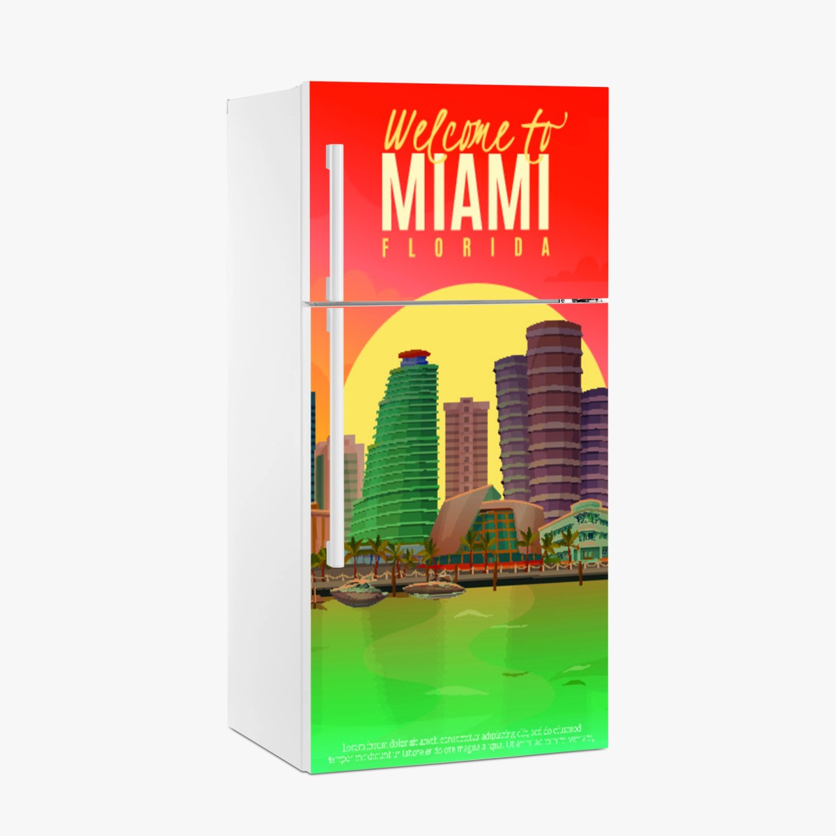 Kühlschrankaufkleber Miami sonnenuntergang skyline – Pixers®