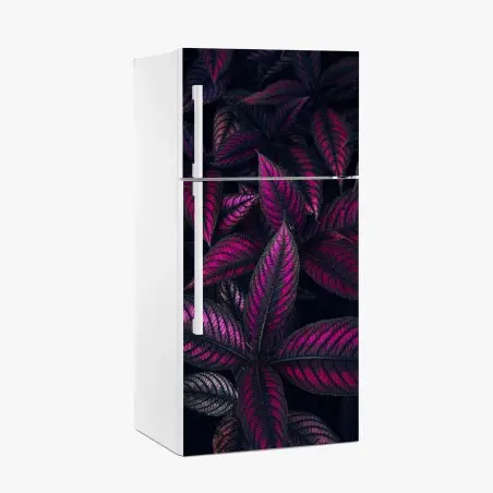 Kühlschrankaufkleber leuchtendes violettes blättermotiv – Pixers®