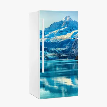 Kühlschrankaufkleber majestätischer alpiner gletscher mit spiegelung – Pixers®