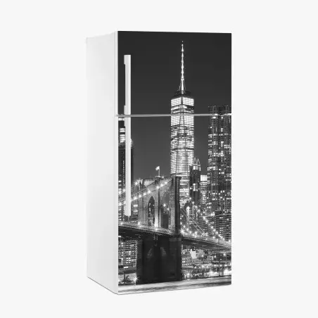 Kühlschrankaufkleber Brooklyn Bridge und Manhattan skyline bei nacht – Pixers®
