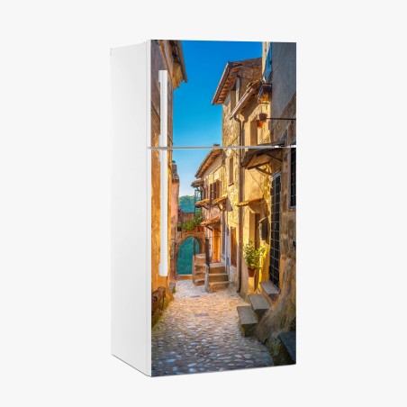 Kühlschrankaufkleber sonnenbeschienene gasse in der Toskana – Pixers®