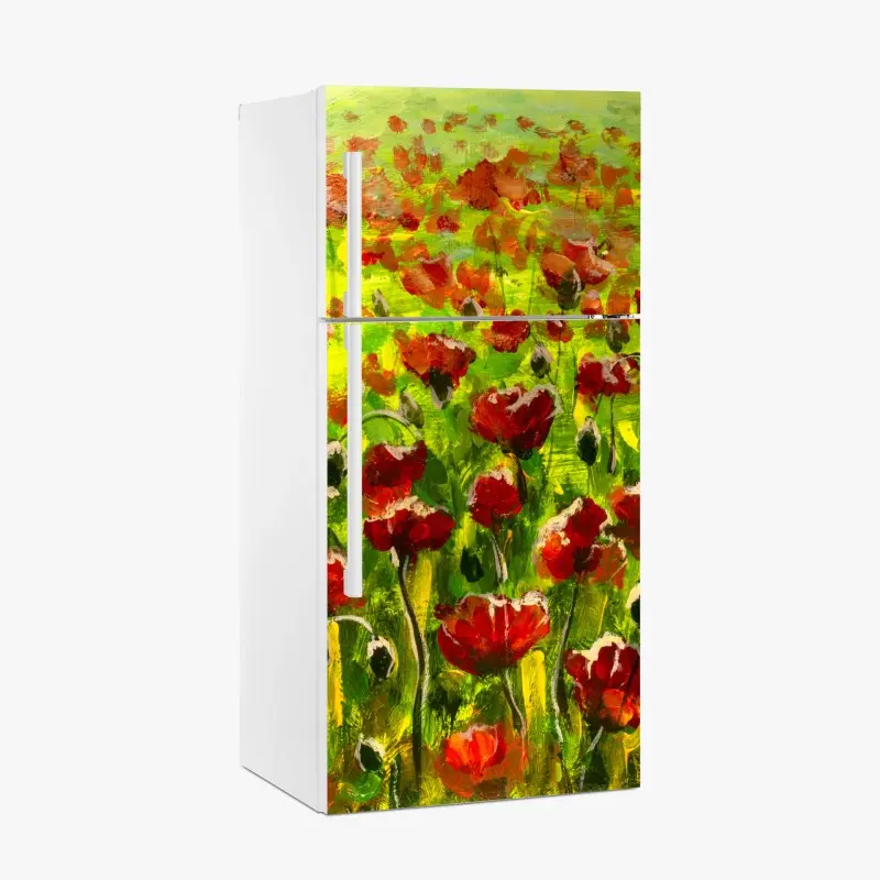 Kühlschrankaufkleber feld roter mohnblumen