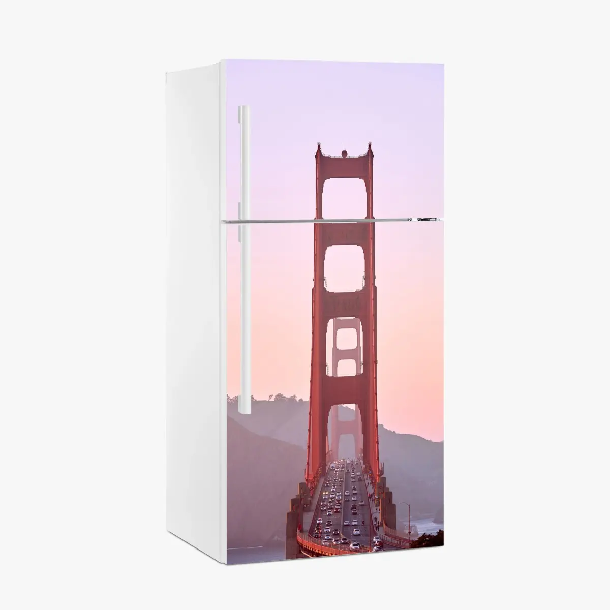 Kühlschrankaufkleber Golden Gate bei pastellfarbenem sonnenuntergang – Pixers®